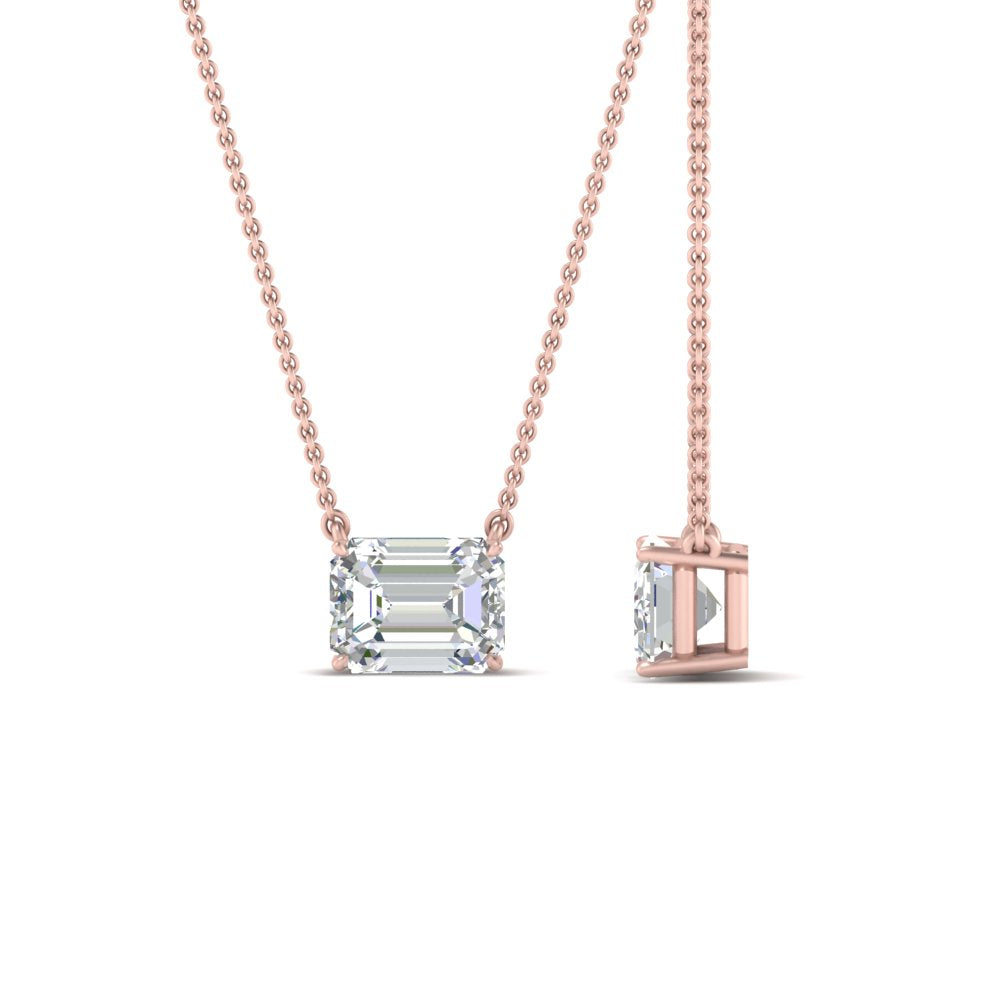 Emerald Cut East West Solitaire Pendant