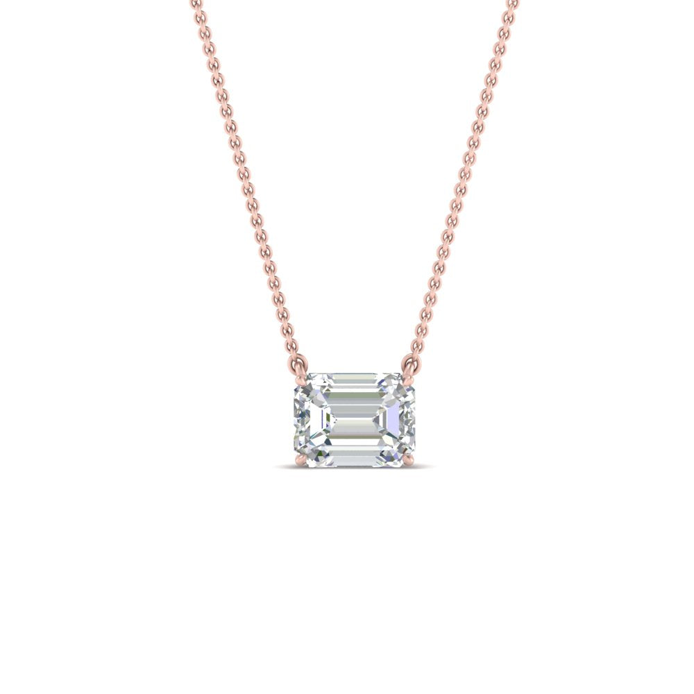 Emerald Cut East West Solitaire Pendant