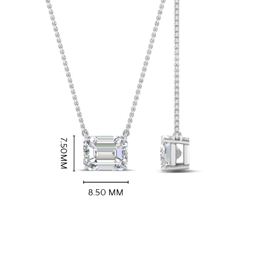Emerald Cut East West Solitaire Pendant