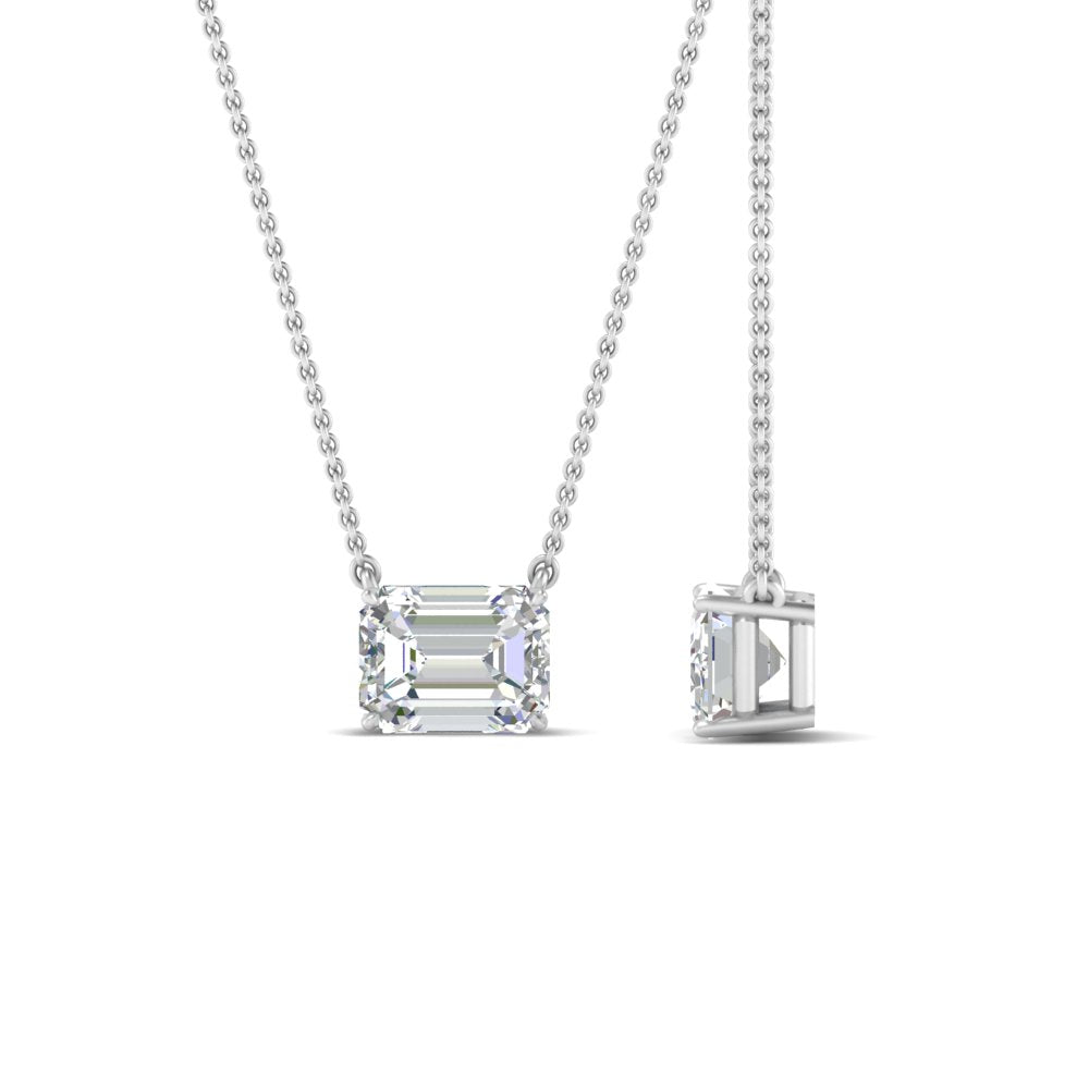 Emerald Cut East West Solitaire Pendant