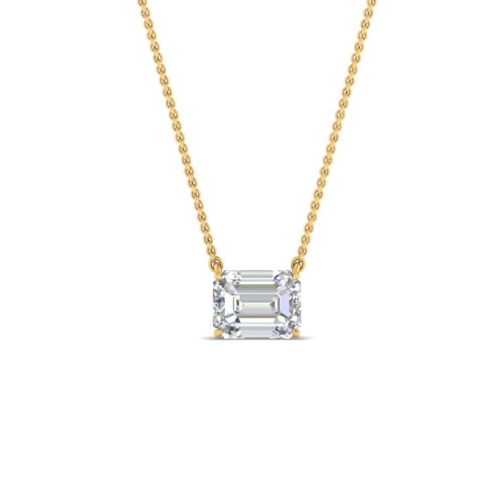 Emerald Cut East West Solitaire Pendant