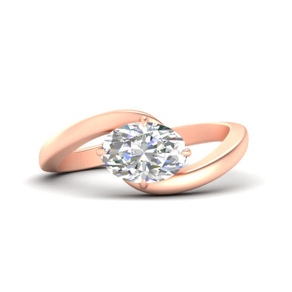 Oval Shape East West Engagement Ring