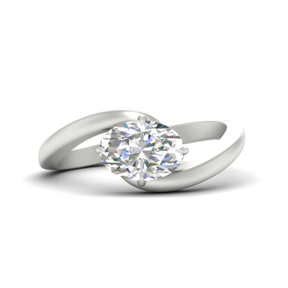 Oval Shape East West Engagement Ring