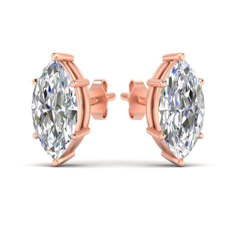 6 Prong Marquise Diamonds Solitaire Stud Earring in Basket Setting