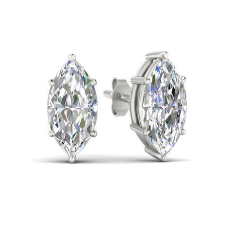 6 Prong Marquise Diamonds Solitaire Stud Earring in Basket Setting