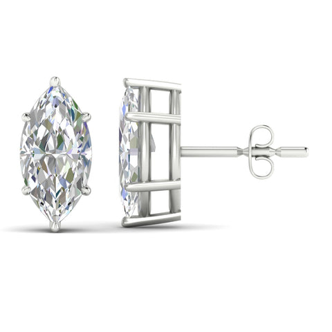6 Prong Marquise Diamonds Solitaire Stud Earring in Basket Setting