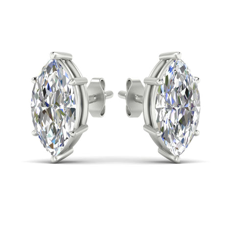 6 Prong Marquise Diamonds Solitaire Stud Earring in Basket Setting