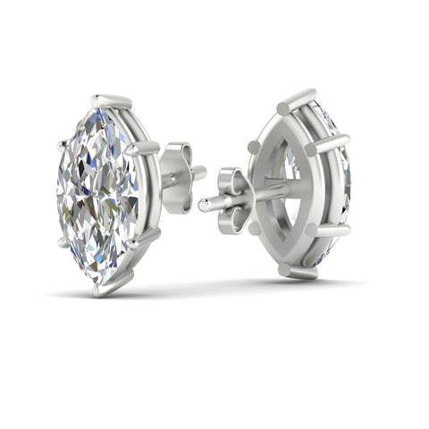 6 Prong Marquise Diamonds Solitaire Stud Earring in Basket Setting