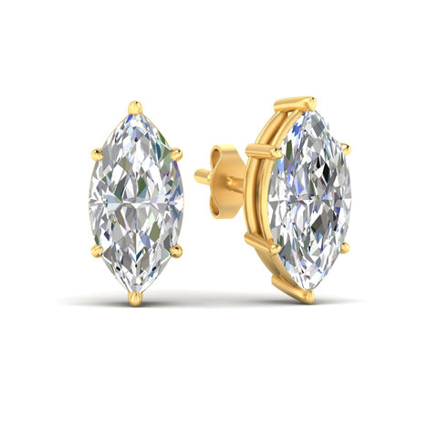 6 Prong Marquise Diamonds Solitaire Stud Earring in Basket Setting