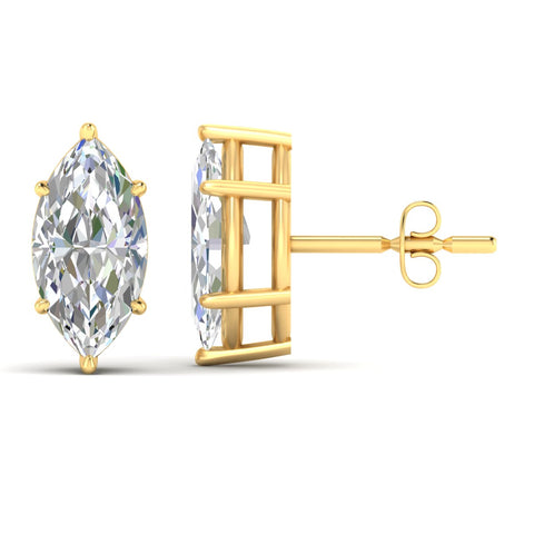 6 Prong Marquise Diamonds Solitaire Stud Earring in Basket Setting
