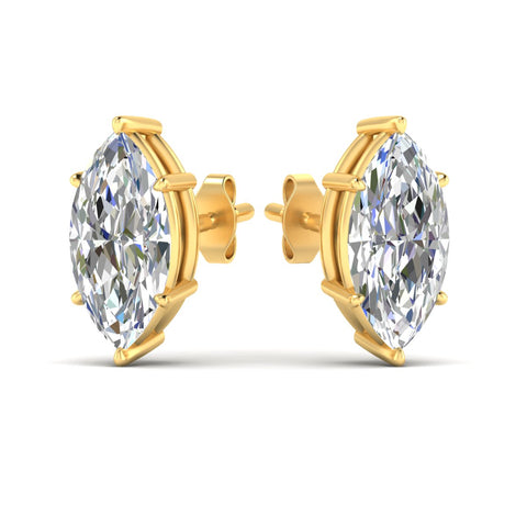 6 Prong Marquise Diamonds Solitaire Stud Earring in Basket Setting