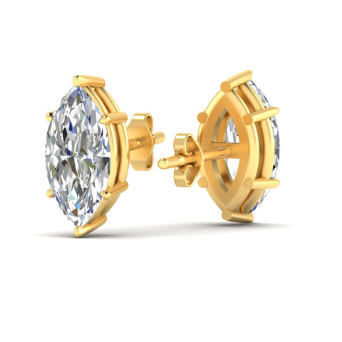 6 Prong Marquise Diamonds Solitaire Stud Earring in Basket Setting