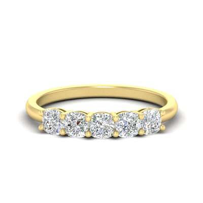 1 Carat Cushion 5 Stone Diamond Wedding Band