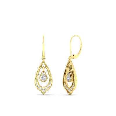 Elegant Milgrain Openwork Dangle Earrings