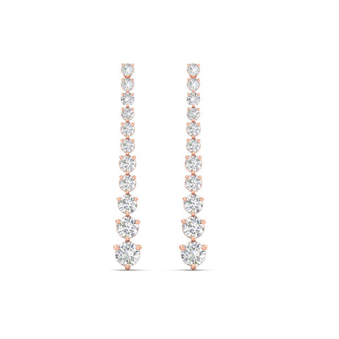 Graduated Round Diamond Drop Earrings