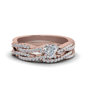 elegant-lab-grown-heart-shape-twisted-vine-bridal-ring-set-in-14K-rose-gold-FD8233HT-NL-RG