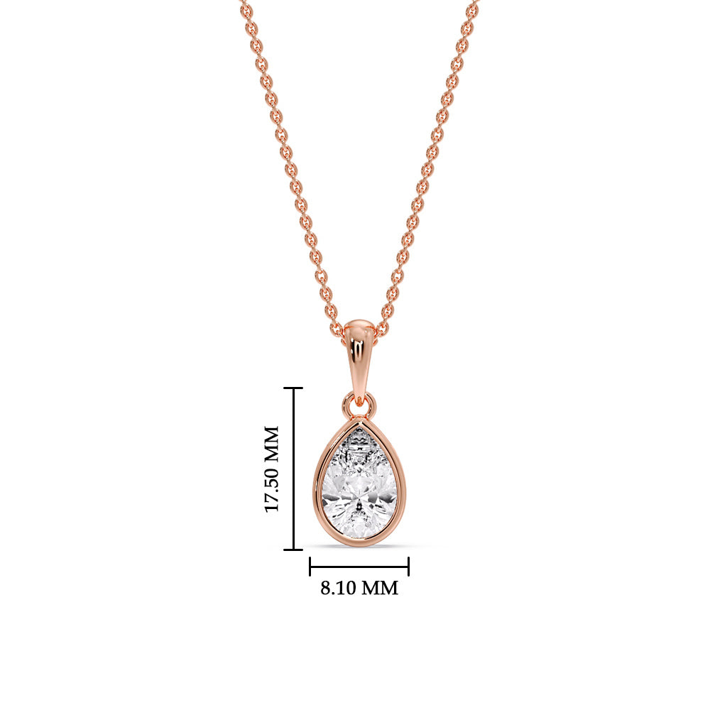 Bezel Pear Water Drop Solitaire Pendant