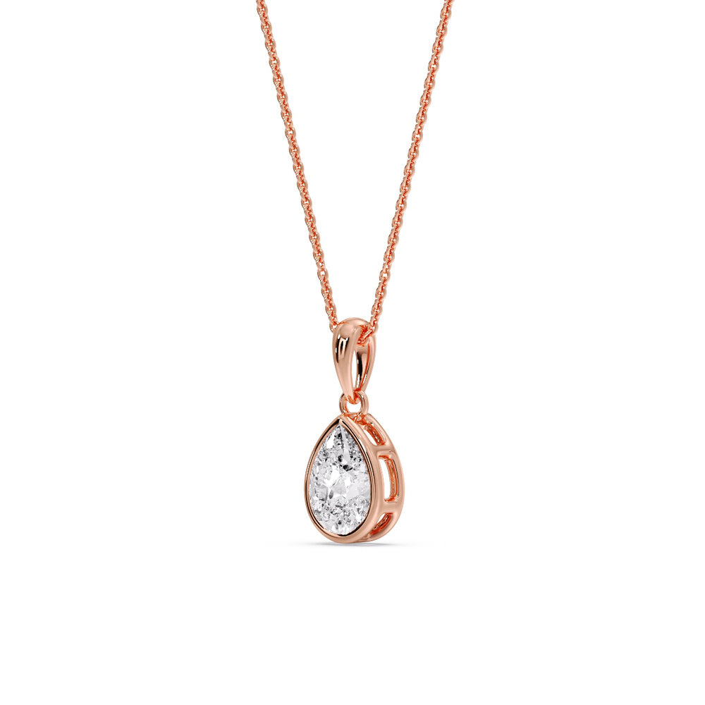 Bezel Pear Water Drop Solitaire Pendant