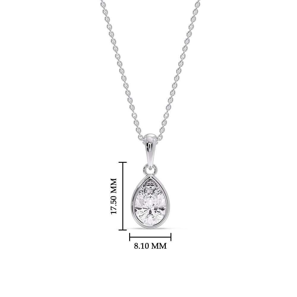 Bezel Pear Water Drop Solitaire Pendant