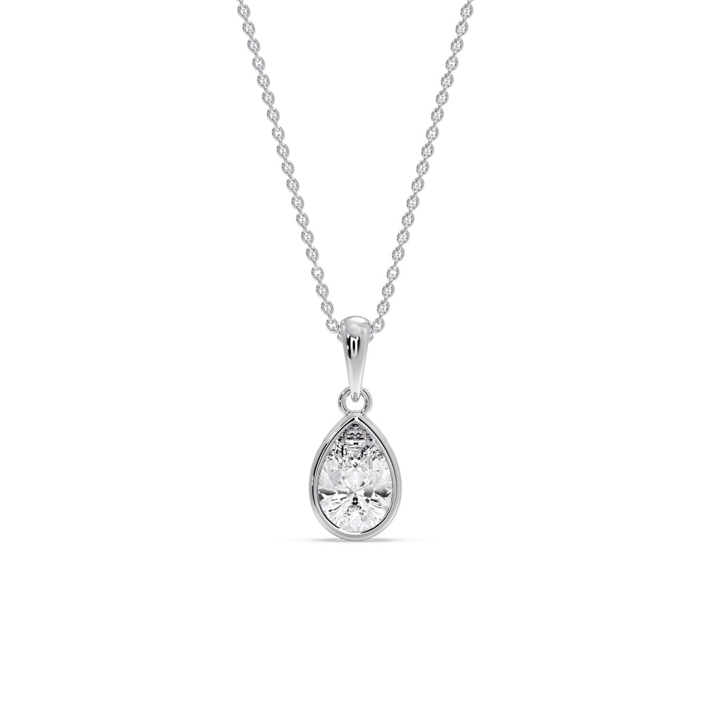 Bezel Pear Water Drop Solitaire Pendant
