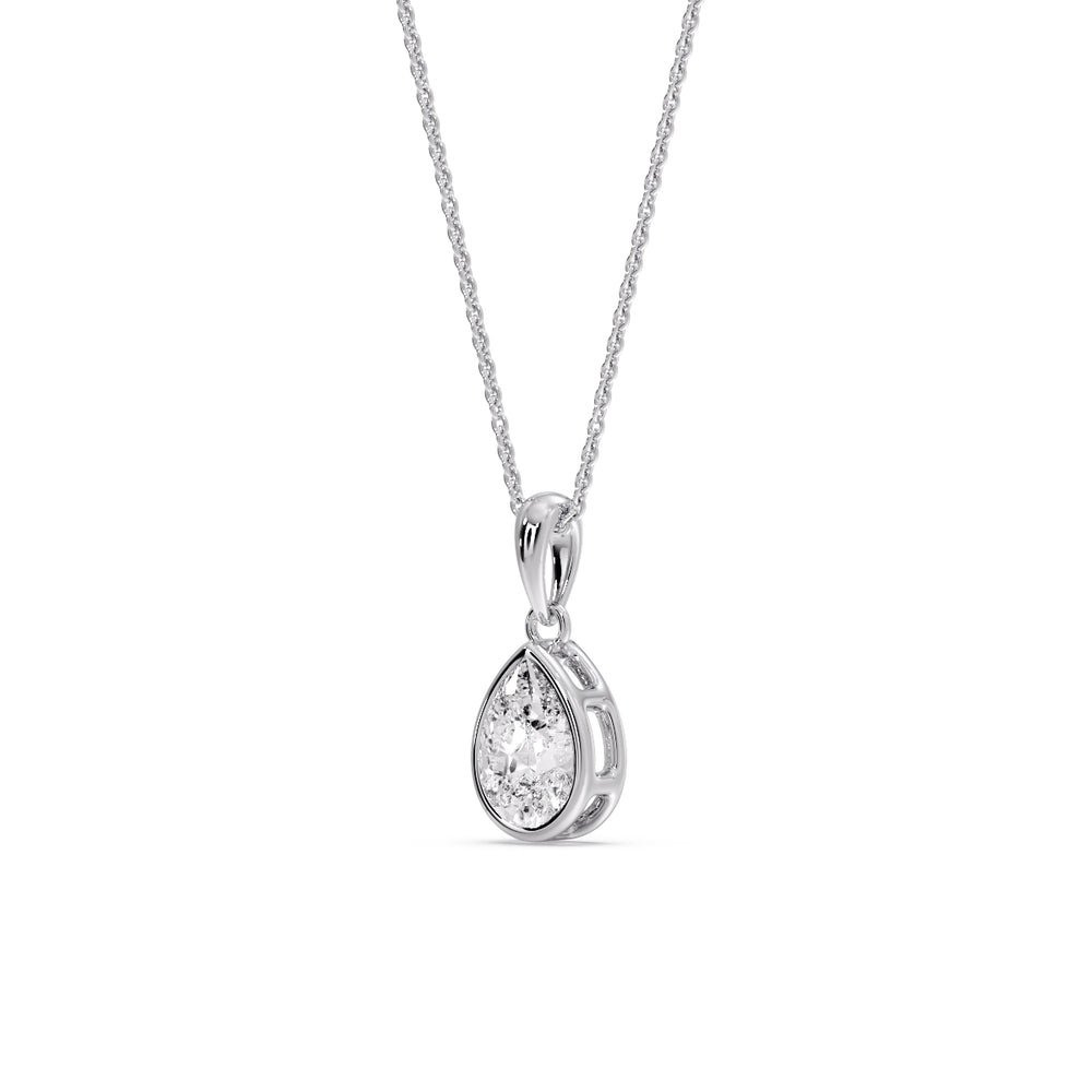 Bezel Pear Water Drop Solitaire Pendant