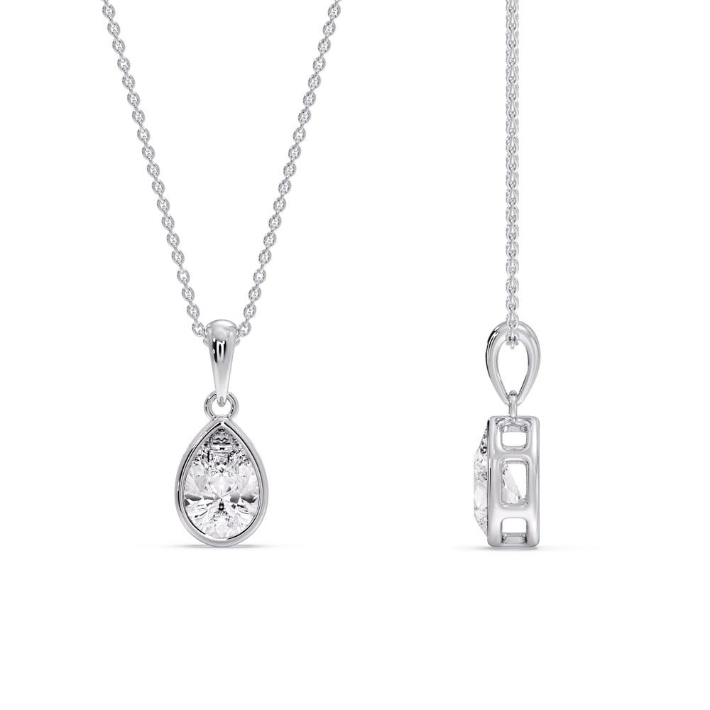 Bezel Pear Water Drop Solitaire Pendant