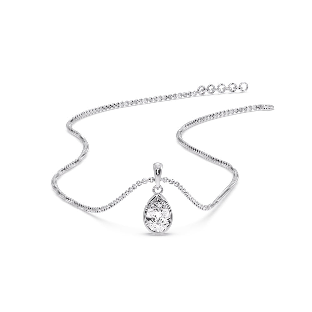 Bezel Pear Water Drop Solitaire Pendant