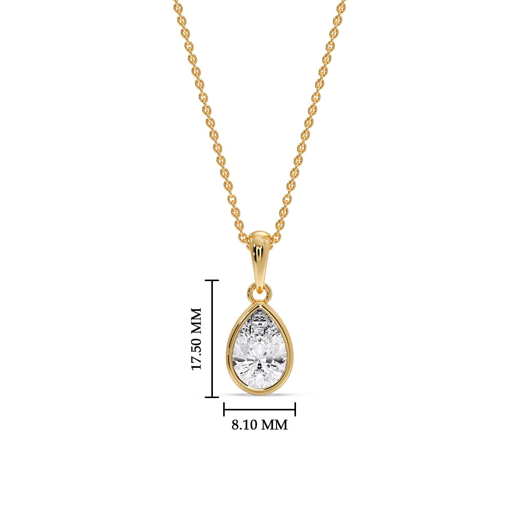Bezel Pear Water Drop Solitaire Pendant