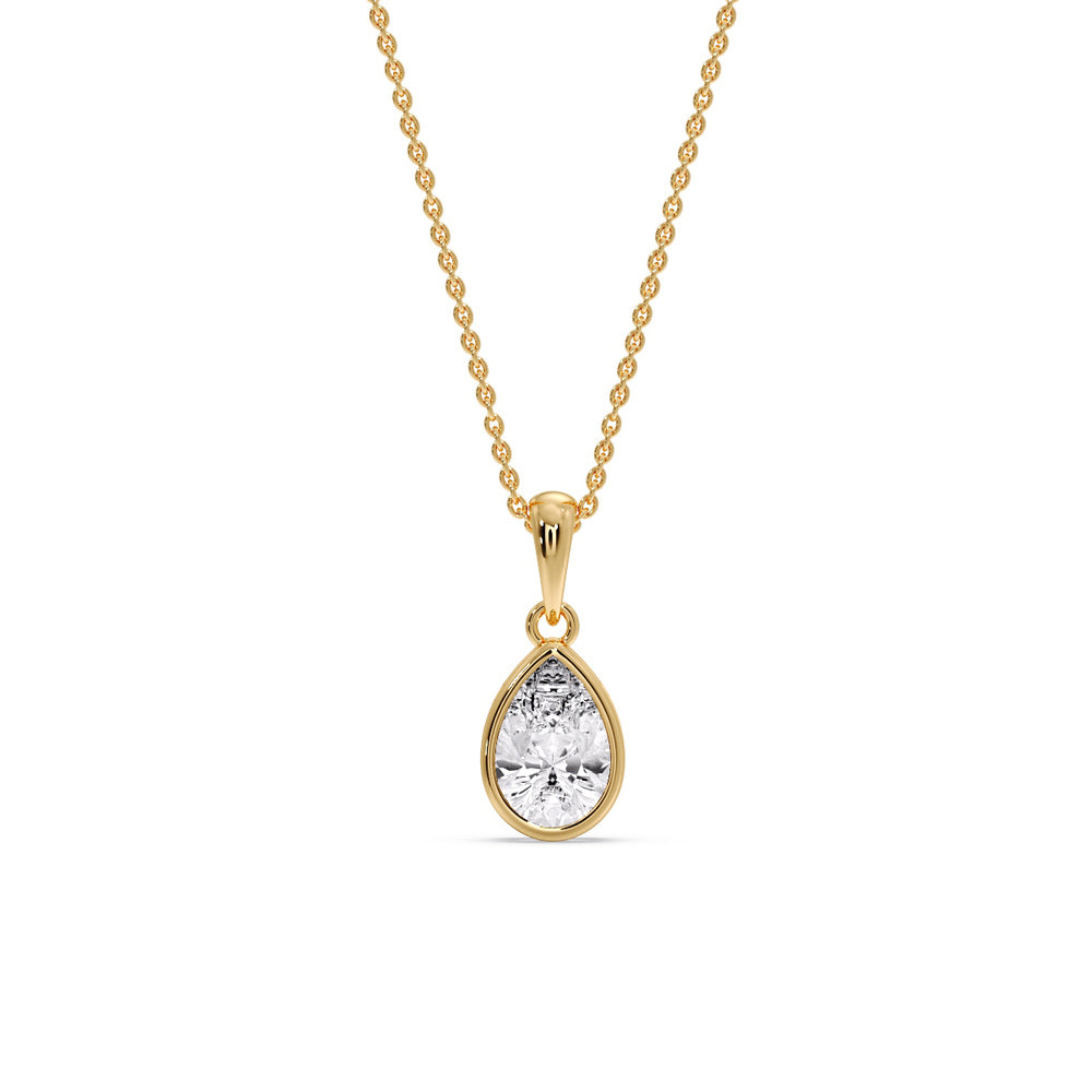 Bezel Pear Water Drop Solitaire Pendant