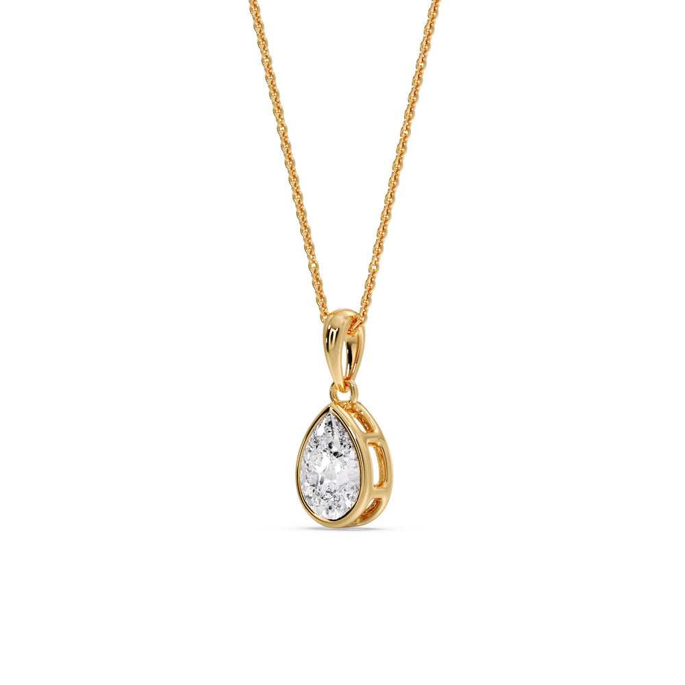 Bezel Pear Water Drop Solitaire Pendant