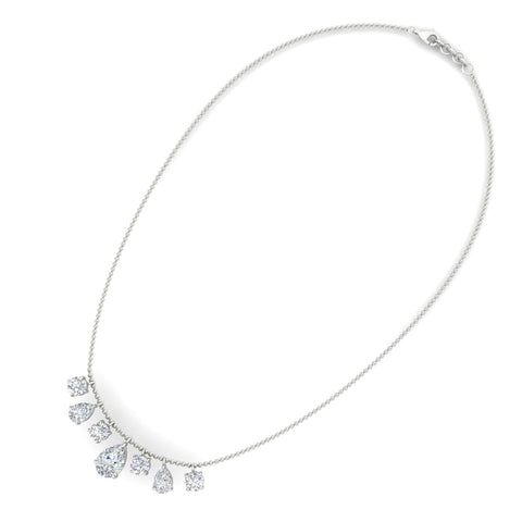 Pear And Round Diamond Drop Necklace