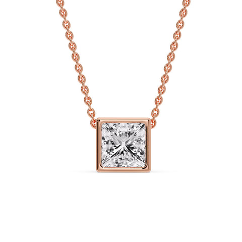 Princess Diamond Bezel Set Solitaire Pendant
