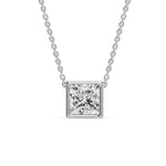 Load image into Gallery viewer, Princess Diamond Bezel Set Solitaire Pendant
