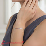 Load image into Gallery viewer, elegant-round-diamond-bangle-bracelet-white-gold-fdbrc11392-model