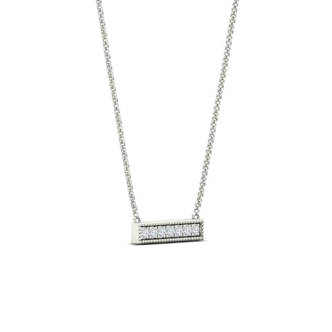 Round Diamond Horizontal Milgrain Bar Necklace