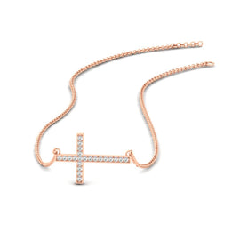 Classic Sideways Cross Diamond Necklace