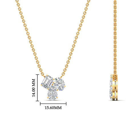 Mixed Shape Three Stone Diamond Pendant Necklace