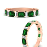 Load image into Gallery viewer, emerald-and-baguette-wedding-anniversary-band-with-emerald-in-rose-gold-FD11302BGEMGRANGLE3-NL-RG.jpg
