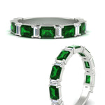 Load image into Gallery viewer, emerald-and-baguette-wedding-anniversary-band-with-emerald-in-white-gold-FD11302BGEMGRANGLE3-NL-WG.jpg
