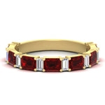 Load image into Gallery viewer, emerald-and-baguette-wedding-anniversary-band-with-ruby-in-yellow-gold-FD11302BGRUDRANGLE3-NL-YG.jpg
