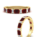 Load image into Gallery viewer, emerald-and-baguette-wedding-anniversary-band-with-ruby-in-yellow-gold-FD11302BGRUDRANGLE3-NL-YG.jpg
