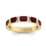 Load image into Gallery viewer, emerald-and-baguette-wedding-anniversary-band-with-ruby-in-yellow-gold-FD11302BGRUDRANGLE3-NL-YG.jpg
