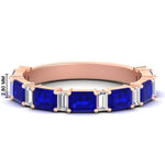 Load image into Gallery viewer, emerald-and-baguette-wedding-anniversary-band-with-sapphire-in-rose-gold-FD11302BGSABLANGLE3-NL-RG.jpg
