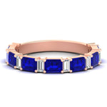 Load image into Gallery viewer, emerald-and-baguette-wedding-anniversary-band-with-sapphire-in-rose-gold-FD11302BGSABLANGLE3-NL-RG.jpg
