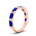 Load image into Gallery viewer, emerald-and-baguette-wedding-anniversary-band-with-sapphire-in-rose-gold-FD11302BGSABLANGLE3-NL-RG.jpg
