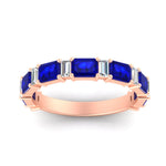 Load image into Gallery viewer, emerald-and-baguette-wedding-anniversary-band-with-sapphire-in-rose-gold-FD11302BGSABLANGLE3-NL-RG.jpg

