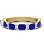 Load image into Gallery viewer, emerald-and-baguette-wedding-anniversary-band-with-sapphire-in-yellow-gold-FD11302BGSABLANGLE3-NL-YG.jpg
