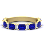 Load image into Gallery viewer, emerald-and-baguette-wedding-anniversary-band-with-sapphire-in-yellow-gold-FD11302BGSABLANGLE3-NL-YG.jpg

