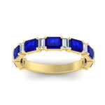 Load image into Gallery viewer, emerald-and-baguette-wedding-anniversary-band-with-sapphire-in-yellow-gold-FD11302BGSABLANGLE3-NL-YG.jpg
