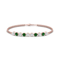 Thumbnail 17 - Dual Chain Round Diamond Bar Bracelet